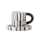 Bloomingville Bloomingville Frankie Tasse mit Untertasse, Schwarz, Steingut