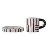 Bloomingville Bloomingville Frankie Tasse mit Untertasse, Schwarz, Steingut