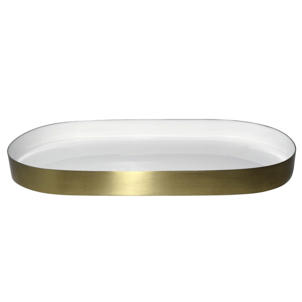 LaLe Living Deko - Tablett Glam aus Eisen in Gold/Weiß, 30 x 15 cm