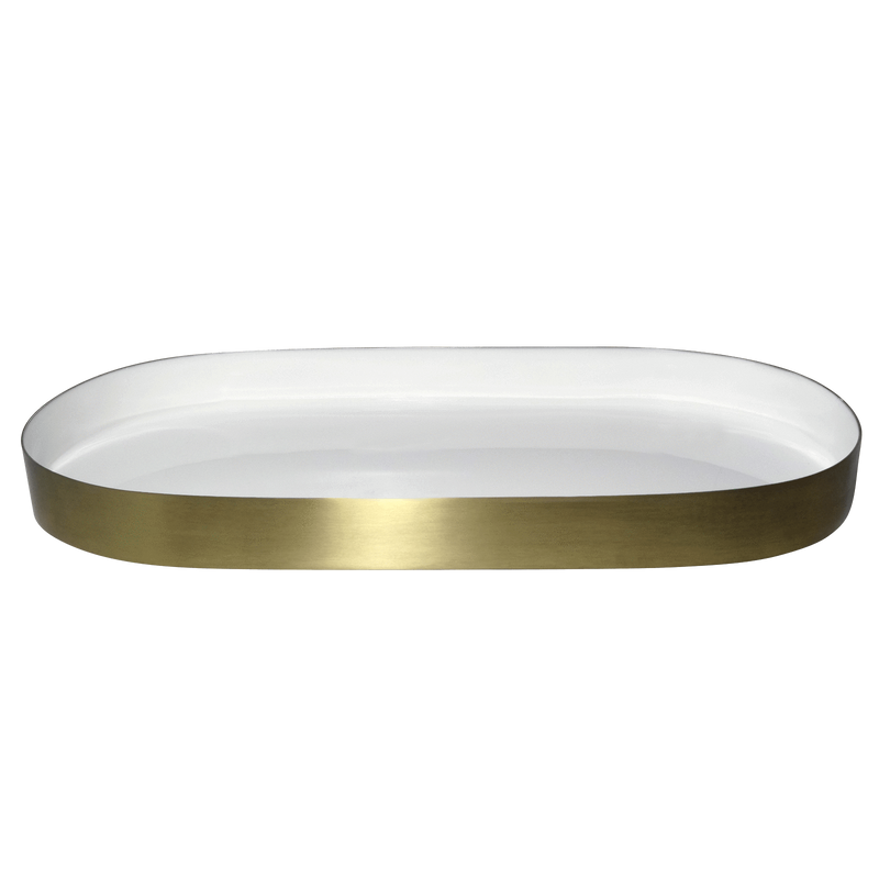 LaLe Living Deko - Tablett Glam aus Eisen in Gold/Weiß, 30 x 15 cm