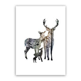 LaLe Living Bild Leinwanddruck Elch Familie A4 21x30cm