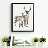 LaLe Living Bild Leinwanddruck Elch Familie A4 21x30cm