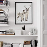 LaLe Living Bild Leinwanddruck Elch Familie A4 21x30cm