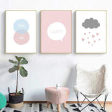 LaLe Living Bild Leinwanddruck HAPPY Schriftzug A4 21x30cm