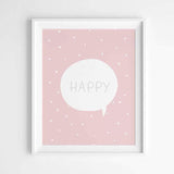 LaLe Living Bild Leinwanddruck HAPPY Schriftzug A4 21x30cm