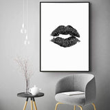 LaLe Living Bild Leinwanddruck mit black lips Motiv in A3 / A4