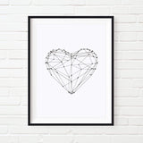 LaLe Living Bild Leinwanddruck mit geo Herz Form A4 21x30cm