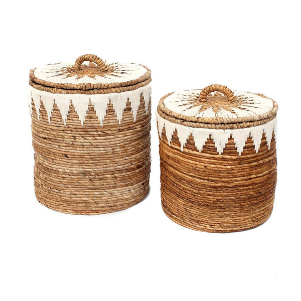 Bazar Bizar bazarbizar-b2b The Banana Stitched Laundry Baskets - Set of 2