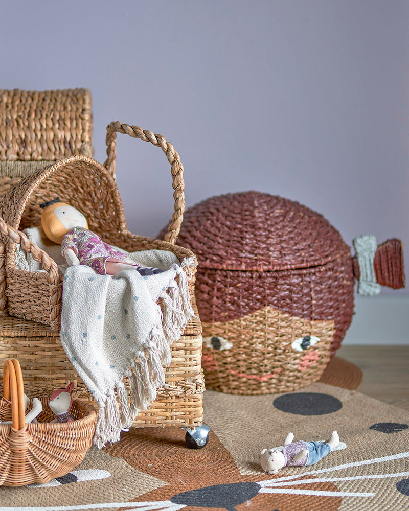 aufbewahrung korb mit deckel Bloomingville MINI Lill Korb mit Deckel, Braun, Bankuan-Gras – LaLe Living