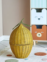 Bloomingville Bloomingville MINI Sage Korb mit Deckel, Gelb, Rattan