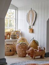 Bloomingville Bloomingville MINI Sage Korb mit Deckel, Gelb, Rattan