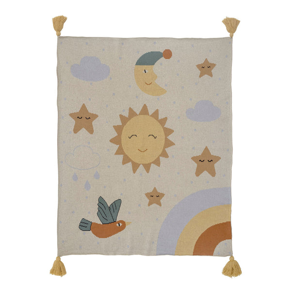 Bloomingville Decke Bloomingville MINI Vigge Decke, Gelb, Baumwolle OEKO-TEX®