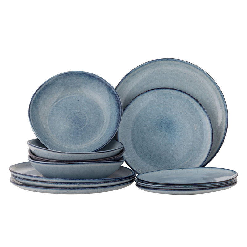 Bloomingville Sandrine Geschirrset, Blau, Steingut – LaLe Living