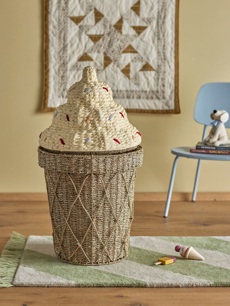 Bloomingville MINI Bloomingville MINI Cillie Korb mit Deckel, Natur, Wasserhyazinthe