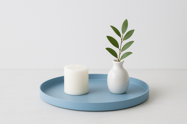 LaLe Living Dekotablett LaLe Living Dekotablett Levi rund aus Eisen in Hellblau, Ø34 cm