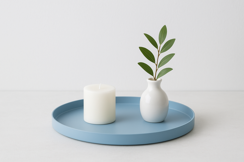 LaLe Living Dekotablett LaLe Living Dekotablett Levi rund aus Eisen in Hellblau, Ø34 cm