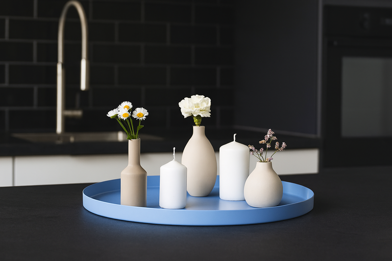 LaLe Living Dekotablett LaLe Living Dekotablett Levi rund aus Eisen in Hellblau, Ø34 cm