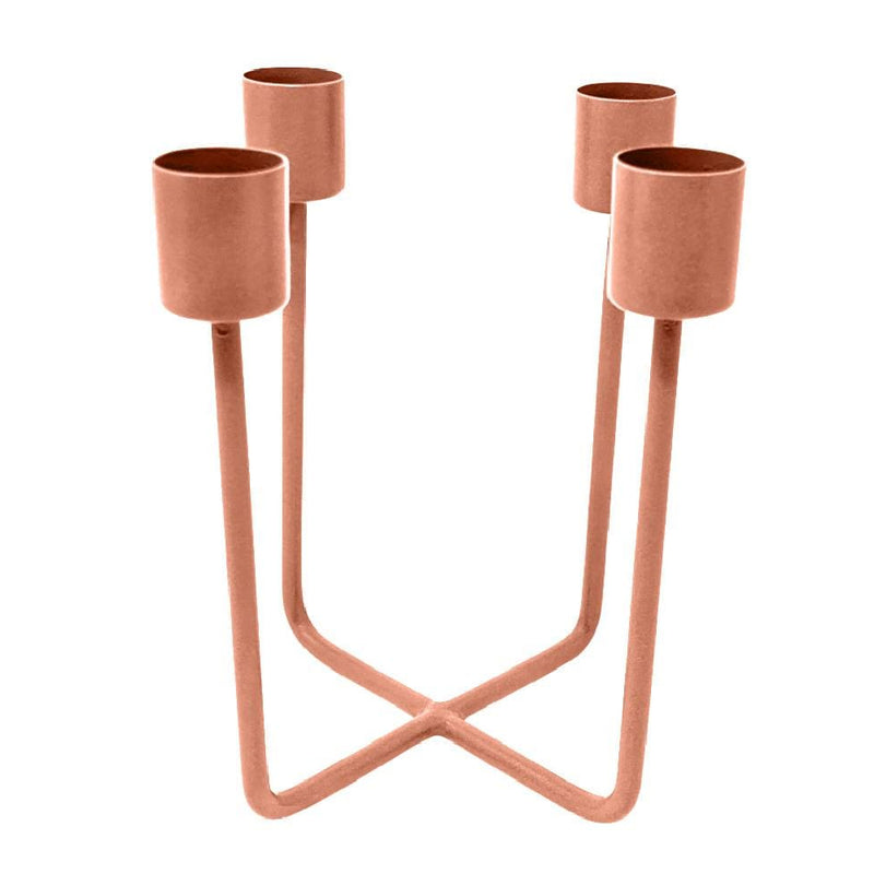 LaLe Living Kerzenständer Quattra aus Eisen in Kupfer, 12,5 x 14,5 cm