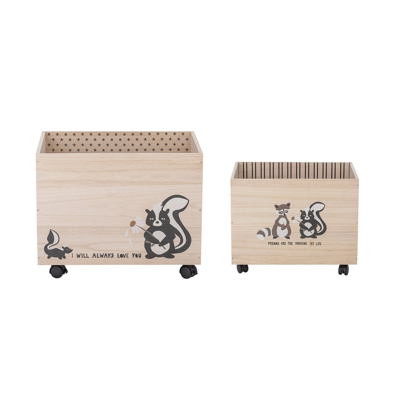 Bloomingville Aufbewahrungsbox mit Rädern Bloomingville MINI Nonni Storage Box w/Wheels, Black, Paulownia