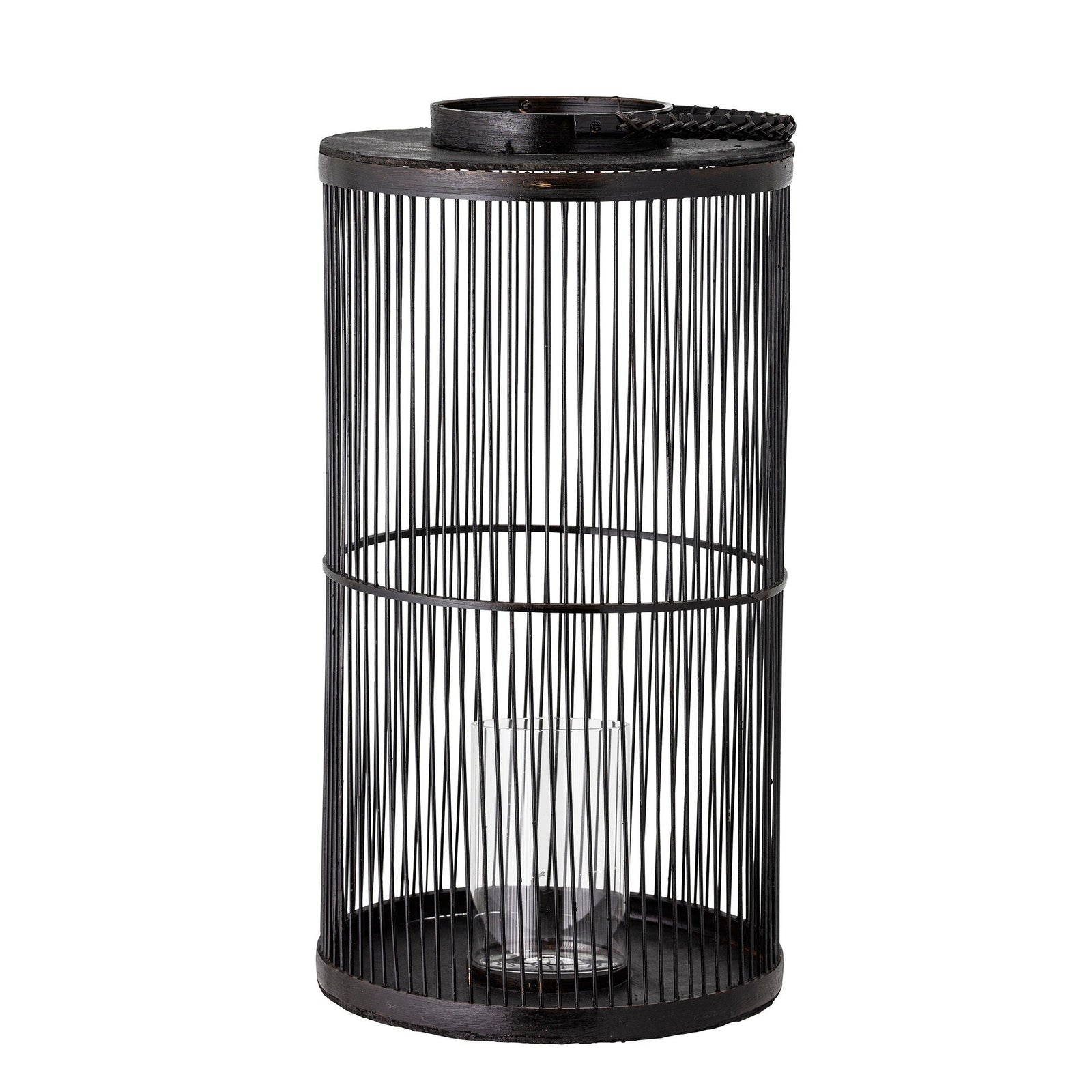 Bloomingville Effie Laterne mit Glas, Schwarz, Bambus – LaLe Living