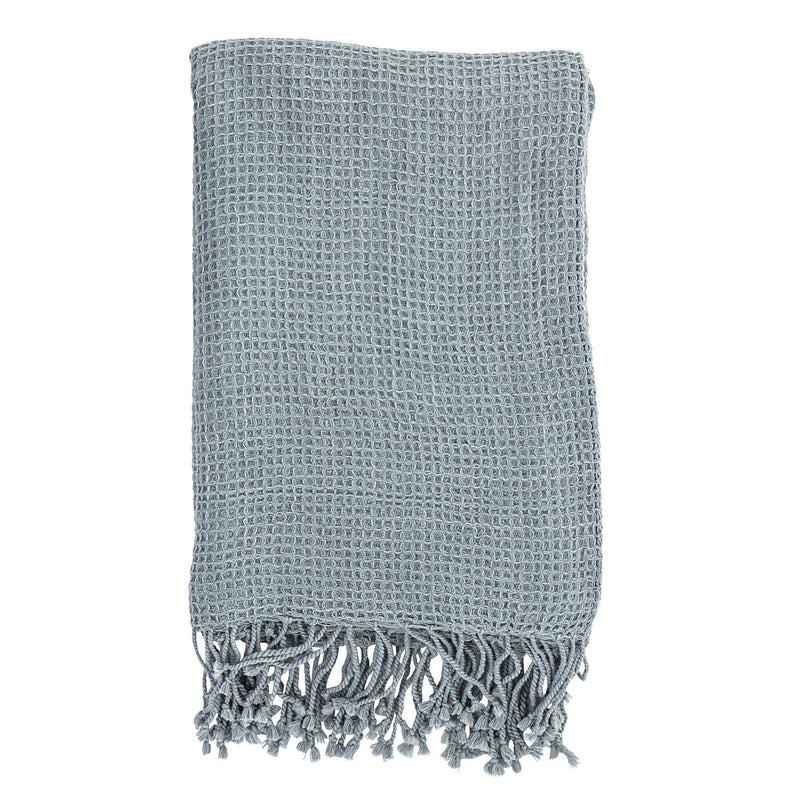 Bloomingville Decke Baumwolle in Blau, L170xB130cm