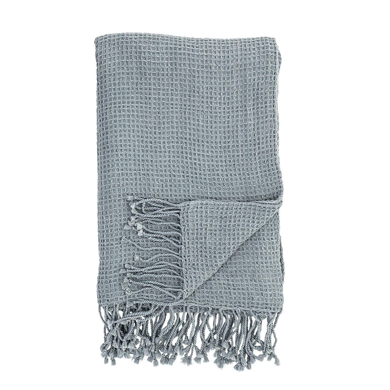 Bloomingville Decke Baumwolle in Blau, L170xB130cm