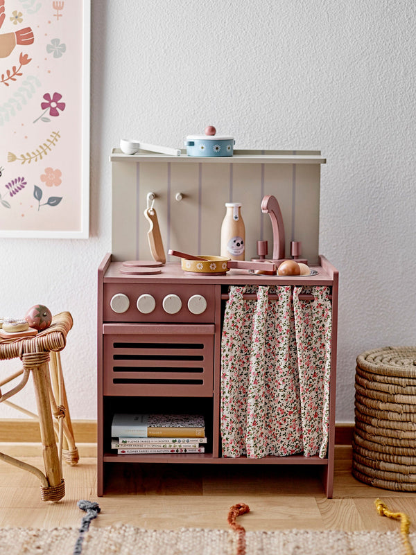 Bloomingville Wandbild Bloomingville MINI Lorena Illustration mit Rahmen, Weiß, Kiefer