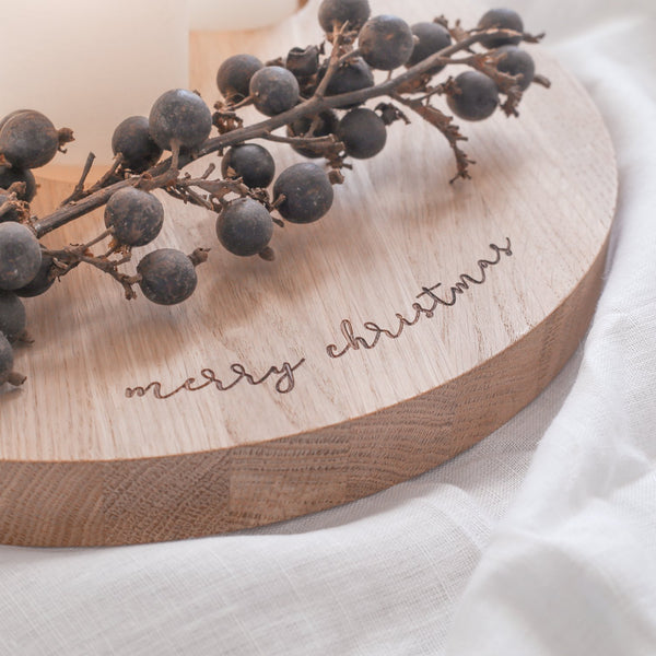 Eulenschnitt Adventskranz Eulenschnitt Kerzenbrett MERRY CHRISTMAS aus Holz, Ø32cm