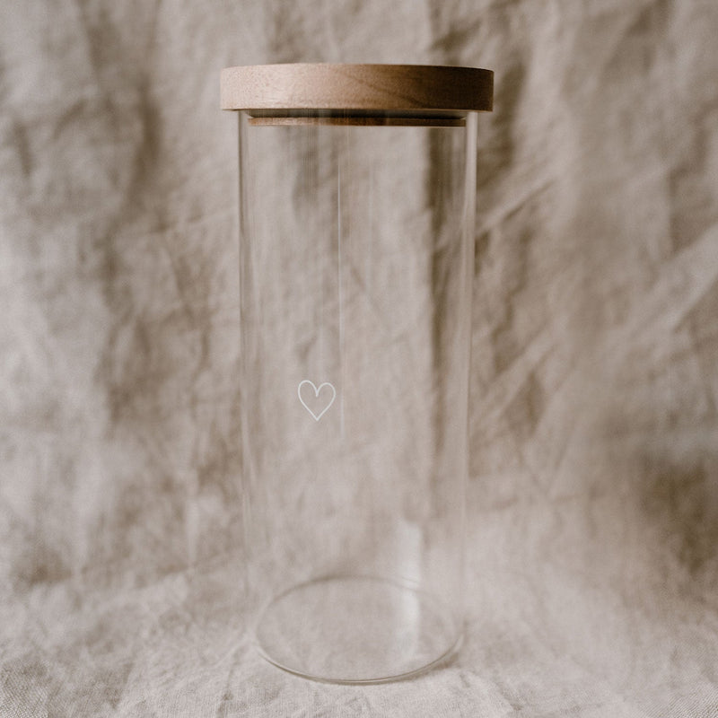 Eulenschnitt Aufbewahrung Eulenschnitt Vorratsglas mit Herzaufdruck in Weiß, Ø 11cm