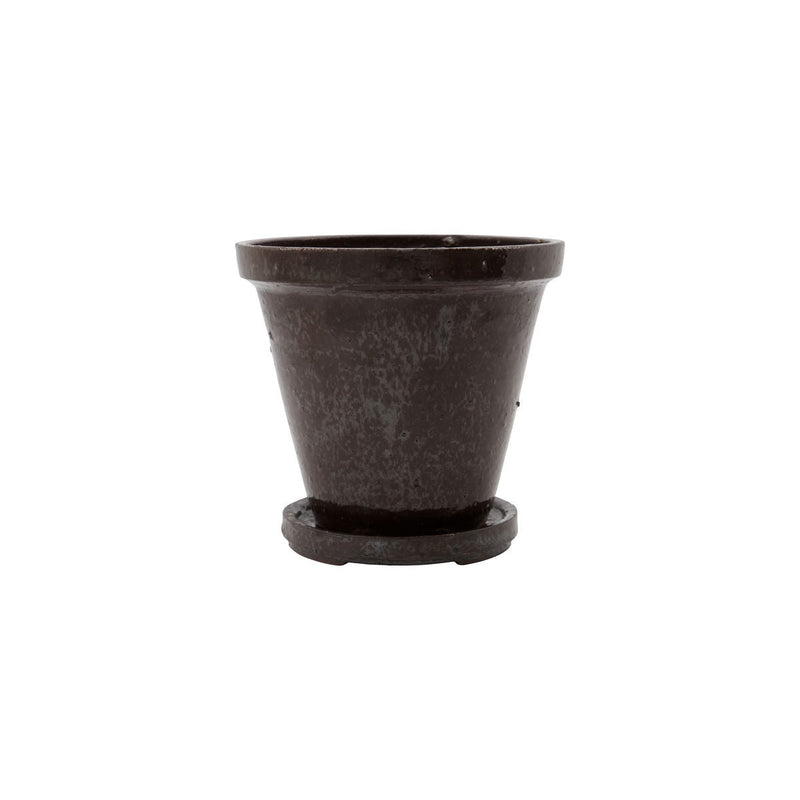 House Doctor House Doctor Blumentopf mit Untersetzer, Flower, Braun