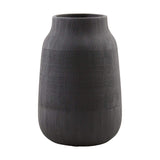 House Doctor Vase Groove aus Lehm in Schwarz, Ø 15cm, H: 22cm