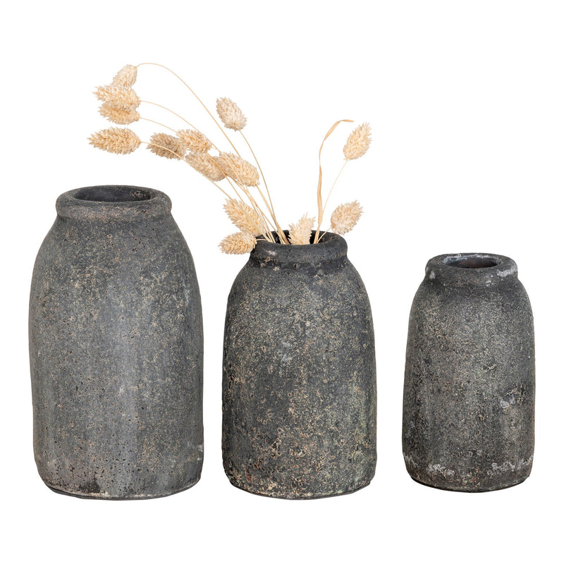 LaLe Living House Nordic Velas Terrakotta Vasen 3er Set in Dunkelgrau