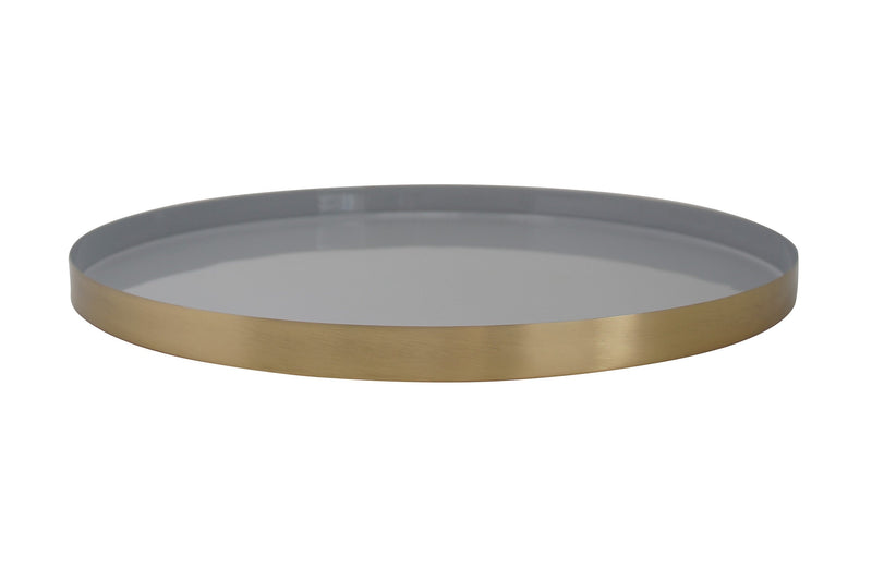 LaLe Living Dekotablett LaLe Living Dekotablett Isa rund in Gold/Grau mit Emaille, Ø34 cm