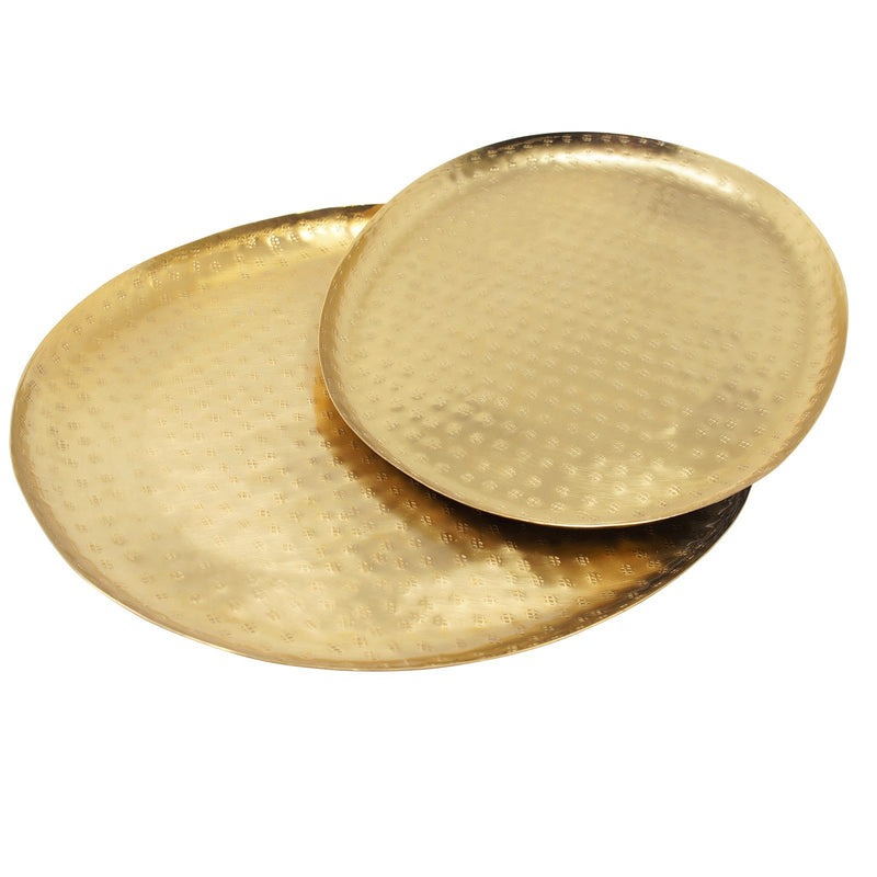 LaLe Living Dekotablett LaLe Living Dekotablett-Set Iki oval in Gold, 2-tlg