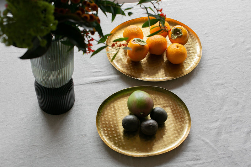 LaLe Living Dekotablett LaLe Living Dekotablett-Set Iki oval in Gold, 2-tlg