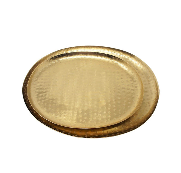 LaLe Living Dekotablett LaLe Living Dekotablett-Set Iki oval in Gold, 2-tlg