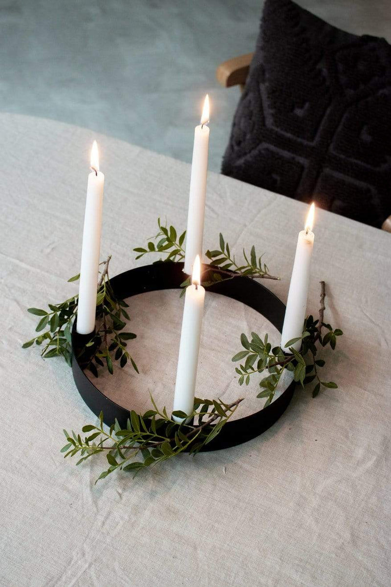 LaLe Living Ring-Kerzenständer "Onyx" aus Eisen in Schwarz matt, Ø25x4cm