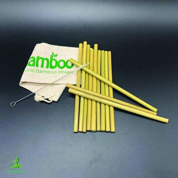 Strohhalm-Set aus 12 Bambus Strohälmen