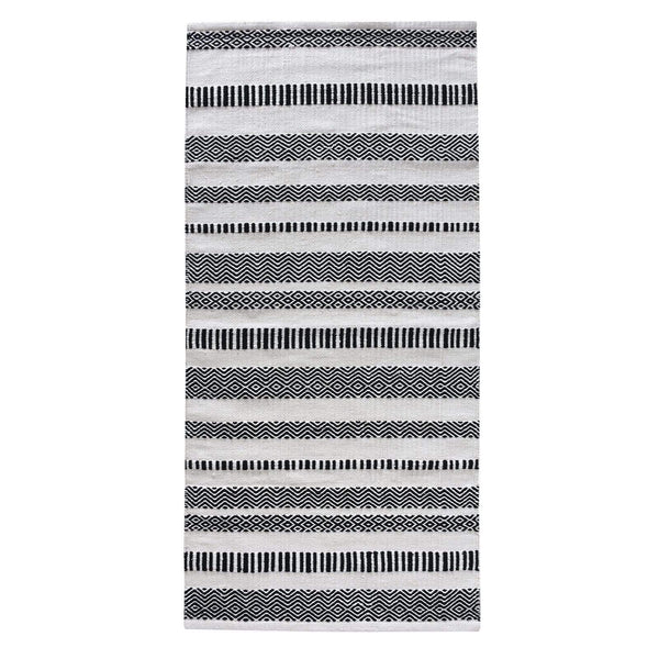 LaLe Living Teppich Levin aus PET Garn in Weiß und Schwarz, 150 x 80 cm
