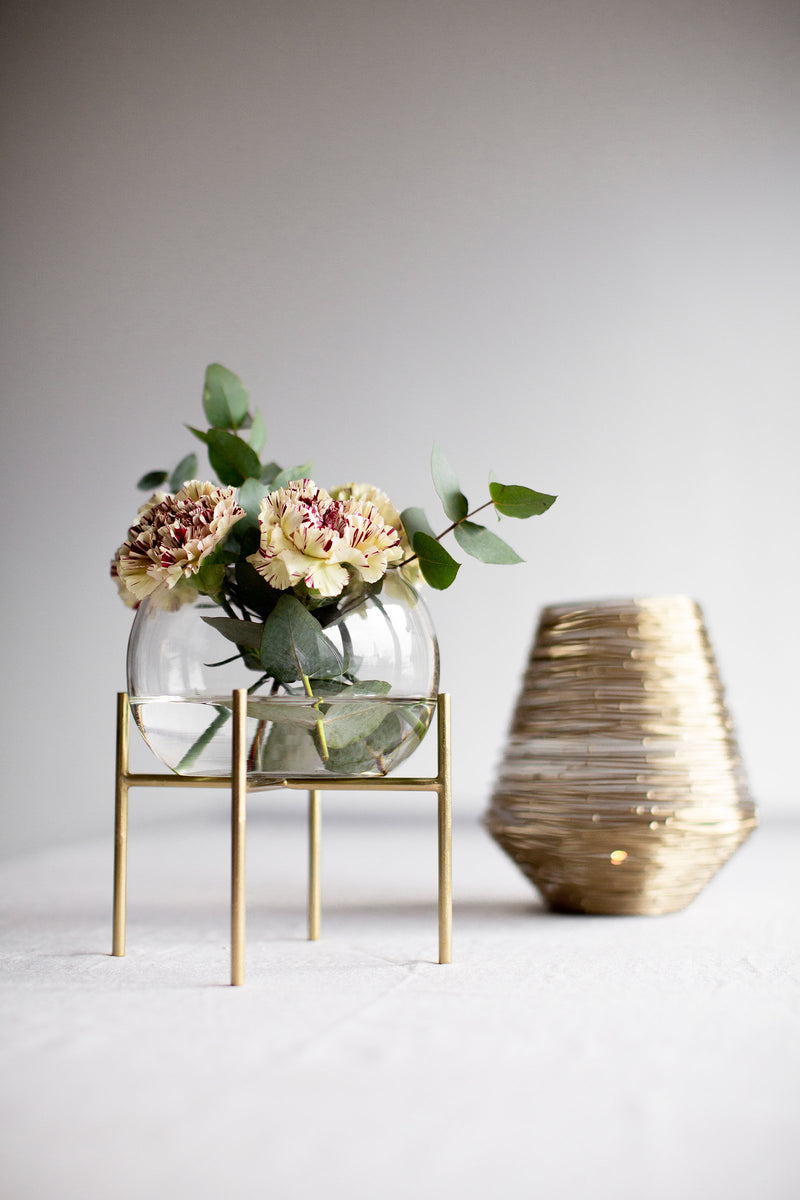 LaLe Living Vase LaLe Living Vase Arzu aus Glas & Eisen in Gold, 18 x 23 cm