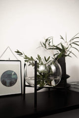 LaLe Living Vase LaLe Living Vase Arzu aus Glas & Eisen in Schwarz, 18 x 23 cm