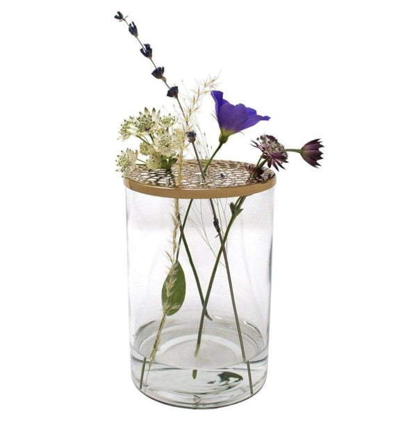 LaLe Living Vase Buket Ikebana aus Eisen und Glas,  Ø10 cm H:15,5cm