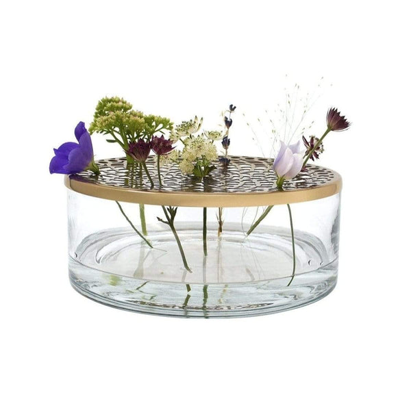 LaLe Living Vase Buket Ikebana aus Eisen und Glas,  Ø20,5 cm H:10cm