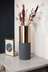 LaLe Living Vase LaLe Living Vase Elya in Rauchblau & Gold, H28 cm