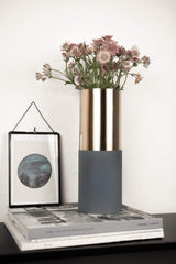 LaLe Living Vase LaLe Living Vase Elya in Rauchblau & Gold, H28 cm