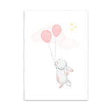 LaLe Living Wandbild LaLe Living Bild Leinwanddruck Bunny mit rosa Ballon A3 / A4