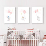 LaLe Living Wandbild LaLe Living Bild Leinwanddruck Bunny mit rosa Ballon A3 / A4