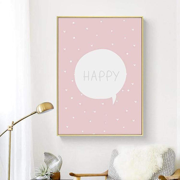 LaLe Living Bild Leinwanddruck HAPPY Schriftzug A4 21x30cm