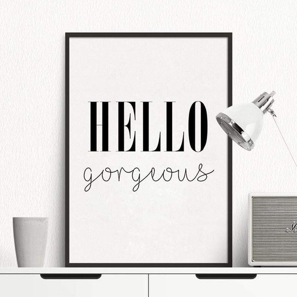 LaLe Living Bild Leinwanddruck mit "HELLO Gorgeous" Schriftzug