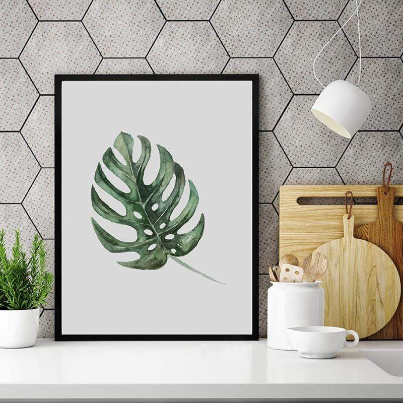 LaLe Living Bild Leinwanddruck mit Monstera Deliciosa Pflanzen Motiv in A3